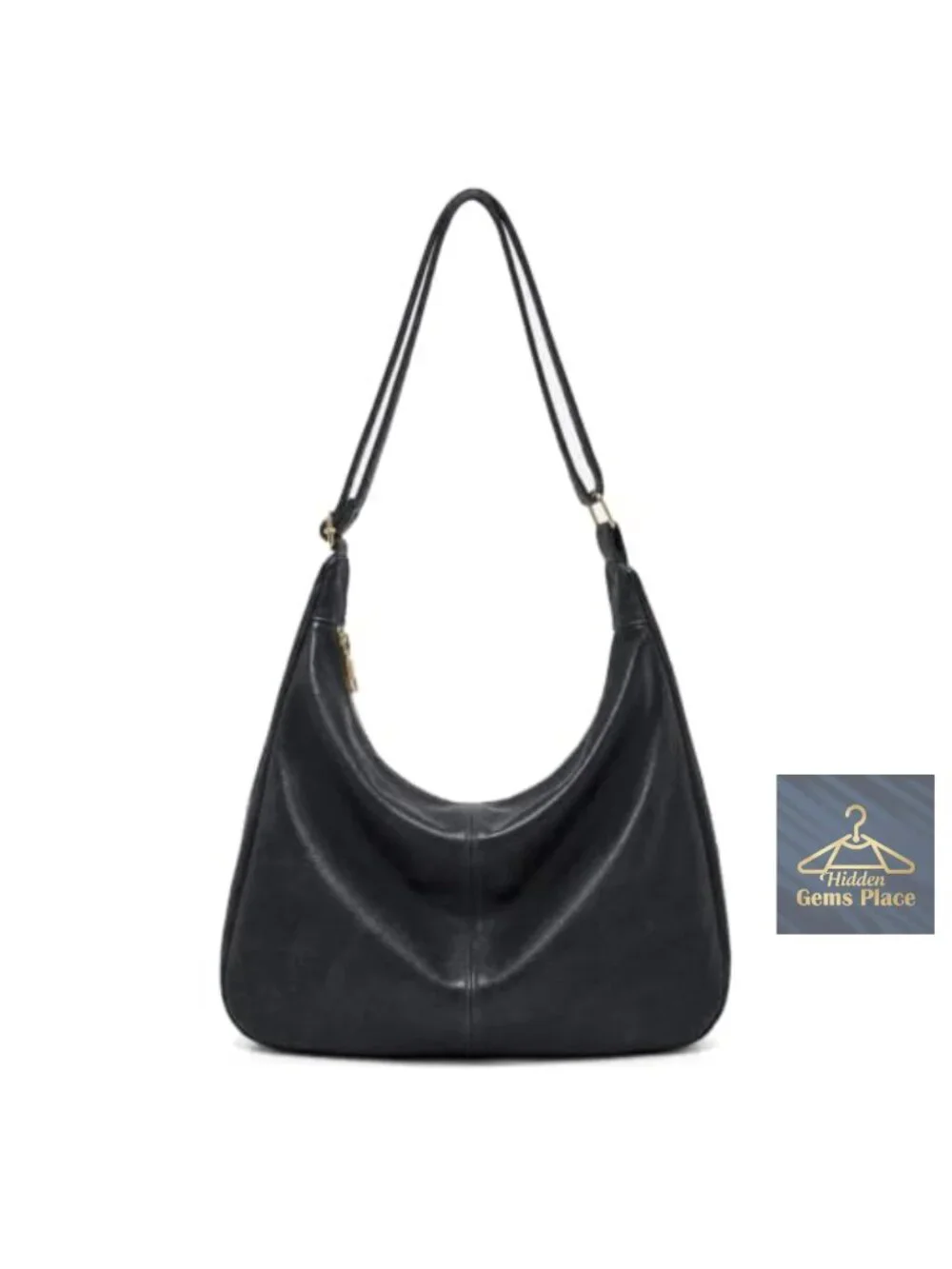 Vegan Leather Hobo Bag Soft Slouchy Shoulder Handbag Zipper Work Tote Travel